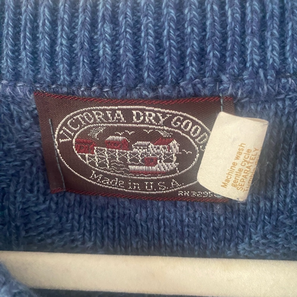 Victoria Dry Goods vintage men's blue size XL cable knit sweater fisherman - Picture 3 of 5